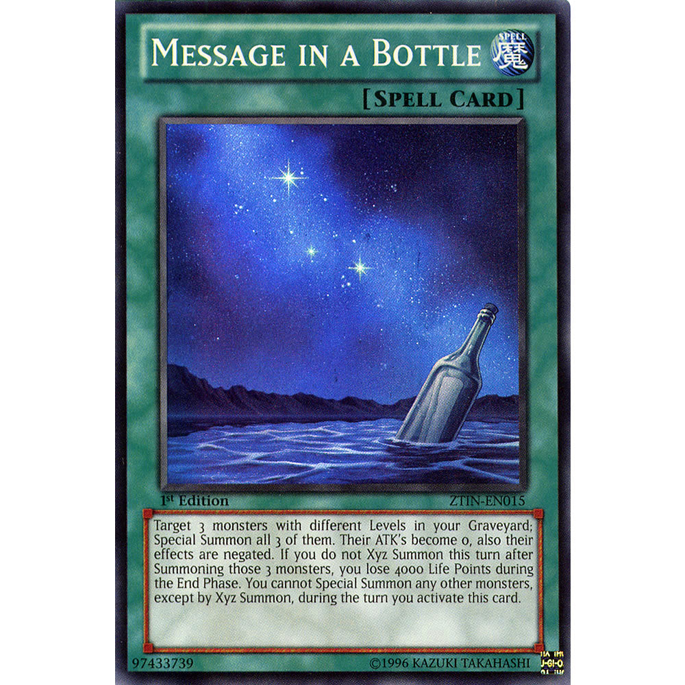 Message in a Bottle ZTIN-EN015 Yu-Gi-Oh! Card from the Zexal Collection Tin Promo Set