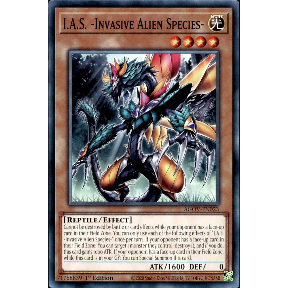 I.A.S. -Invasive Alien Species- AGOV-EN023 Yu-Gi-Oh! Card from the Age of Overlord Set