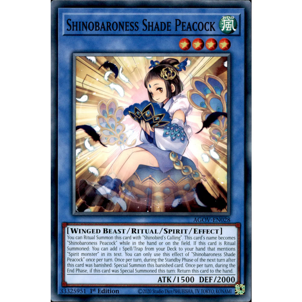 Shinobaroness Shade Peacock AGOV-EN028 Yu-Gi-Oh! Card from the Age of Overlord Set