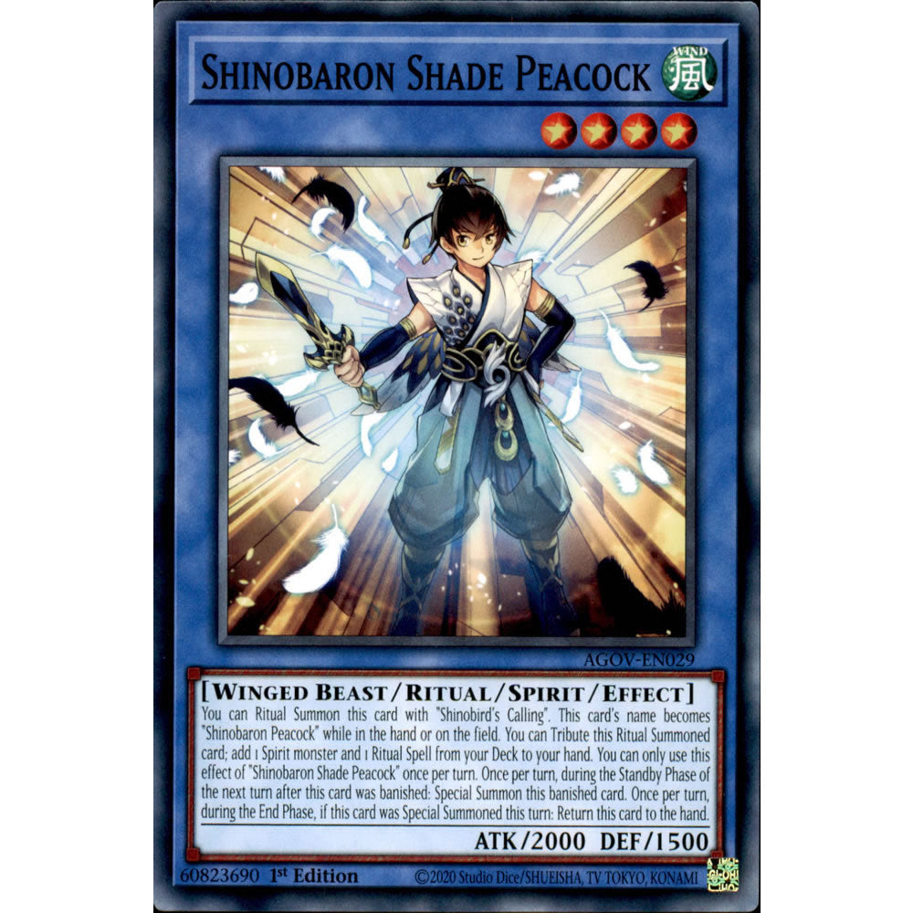 Shinobaron Shade Peacock AGOV-EN029 Yu-Gi-Oh! Card from the Age of Overlord Set