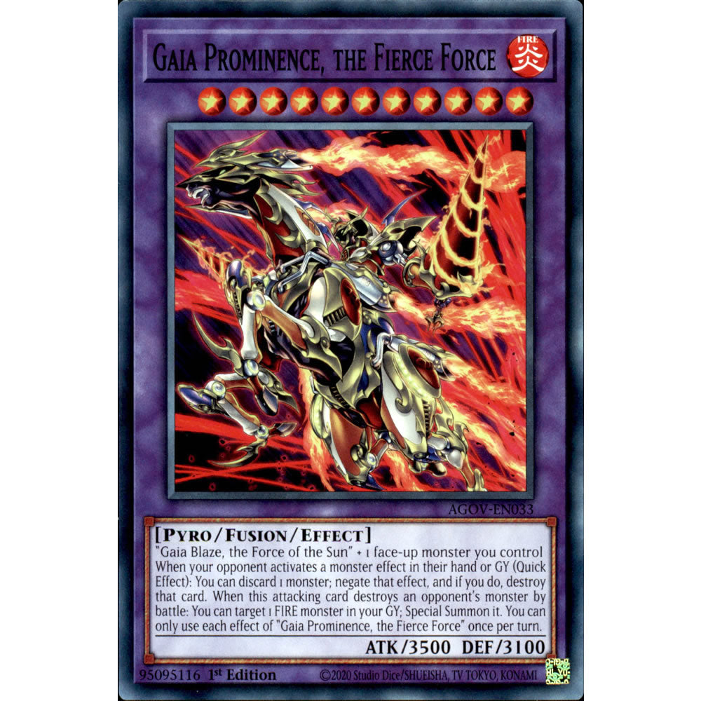 Gaia Prominence, the Fierce Force AGOV-EN033 Yu-Gi-Oh! Card from the Age of Overlord Set