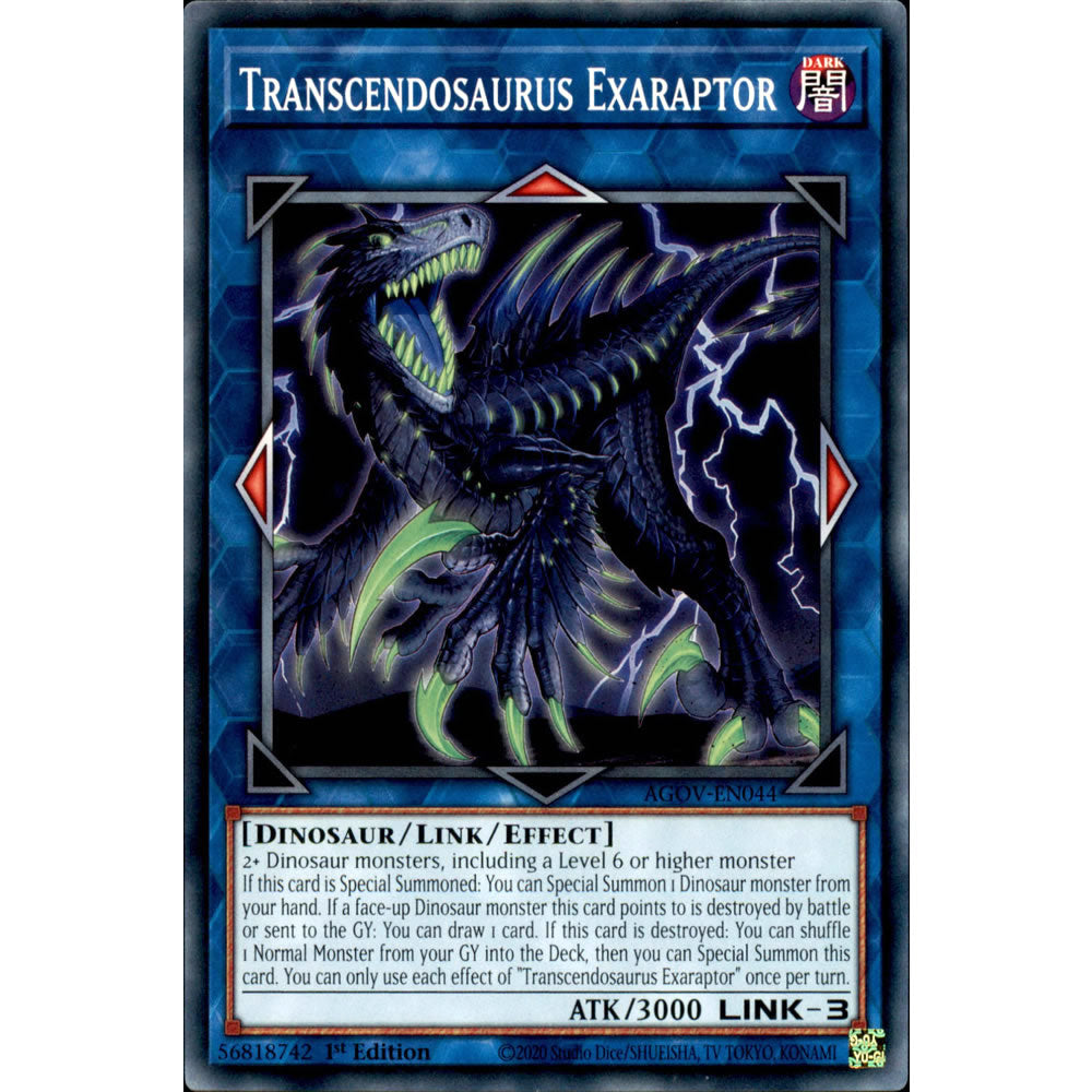 Transcendosaurus Exaraptor AGOV-EN044 Yu-Gi-Oh! Card from the Age of Overlord Set
