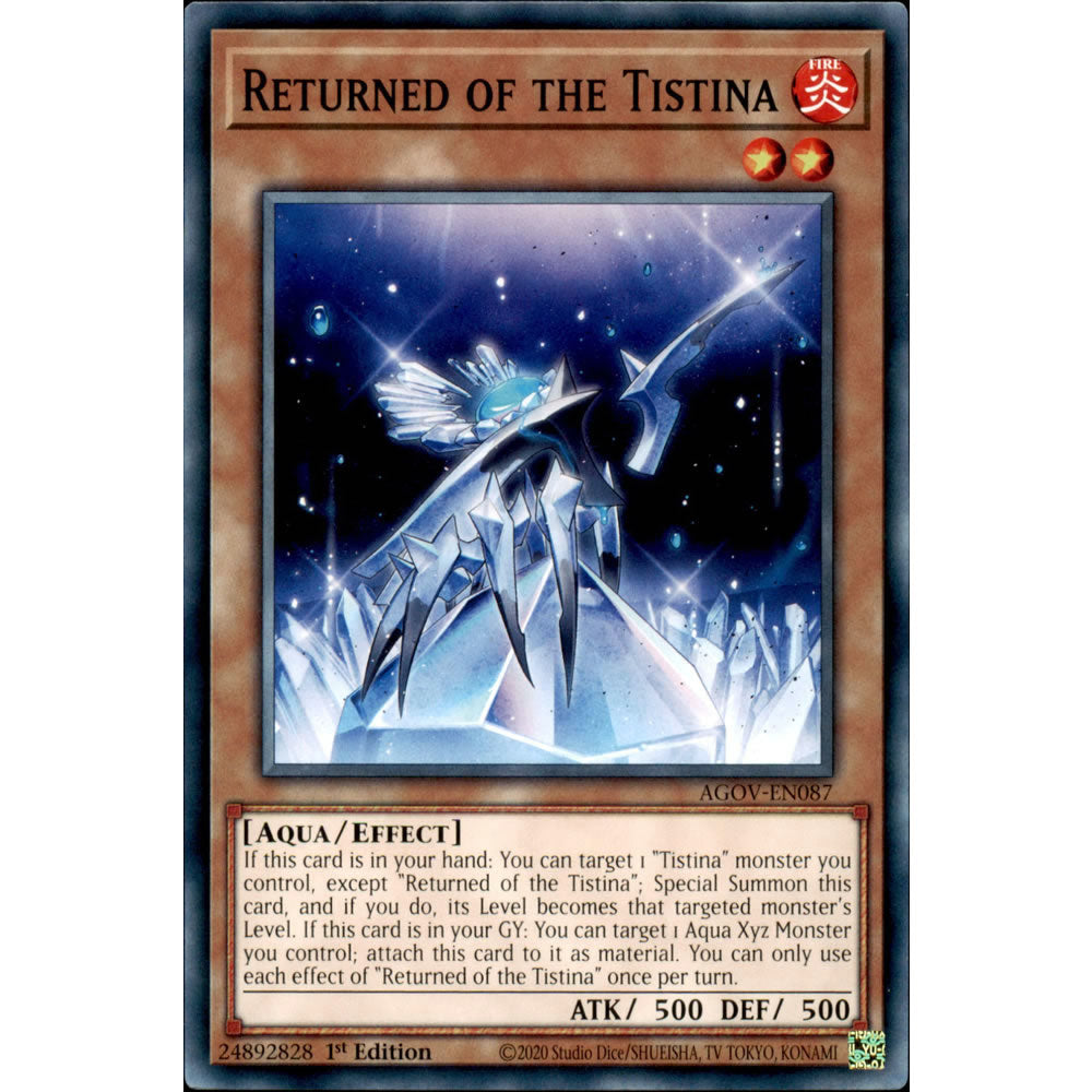 Returned of the Tistina AGOV-EN087 Yu-Gi-Oh! Card from the Age of Overlord Set
