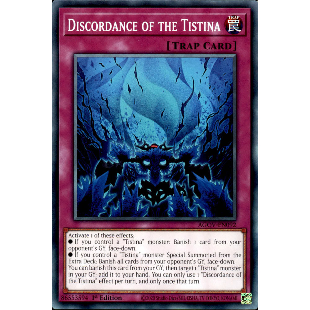 Discordance of the Tistina AGOV-EN092 Yu-Gi-Oh! Card from the Age of Overlord Set