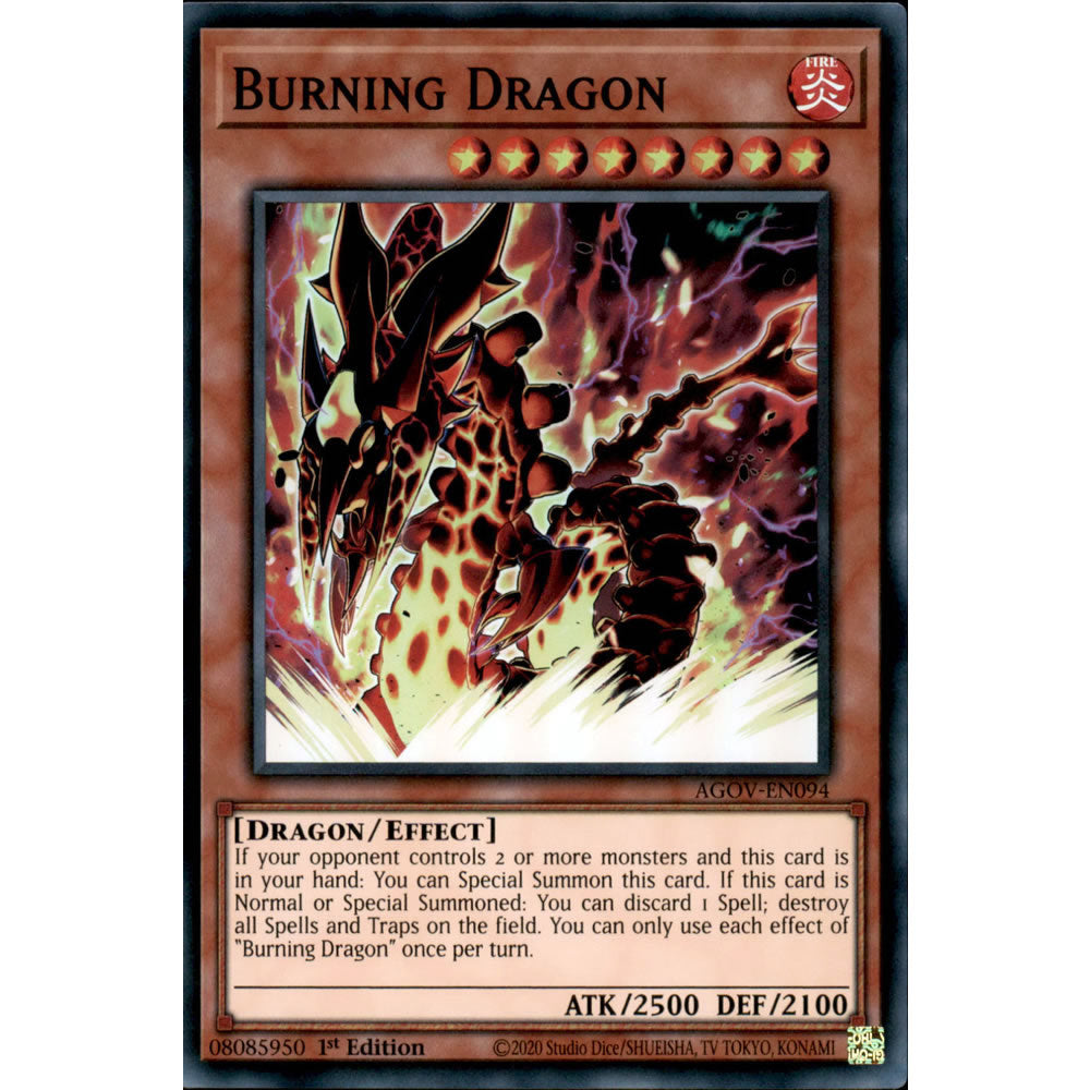Burning Dragon AGOV-EN094 Yu-Gi-Oh! Card from the Age of Overlord Set