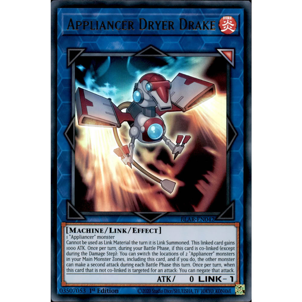 Appliancer Dryer Drake BLAR-EN042 Yu-Gi-Oh! Card from the Battles of Legend: Armageddon Set