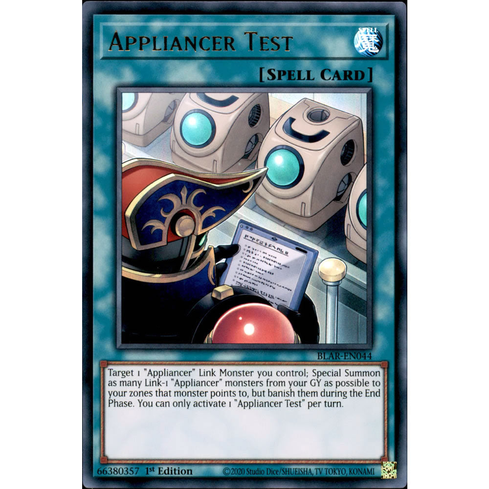 Appliancer Test BLAR-EN044 Yu-Gi-Oh! Card from the Battles of Legend: Armageddon Set