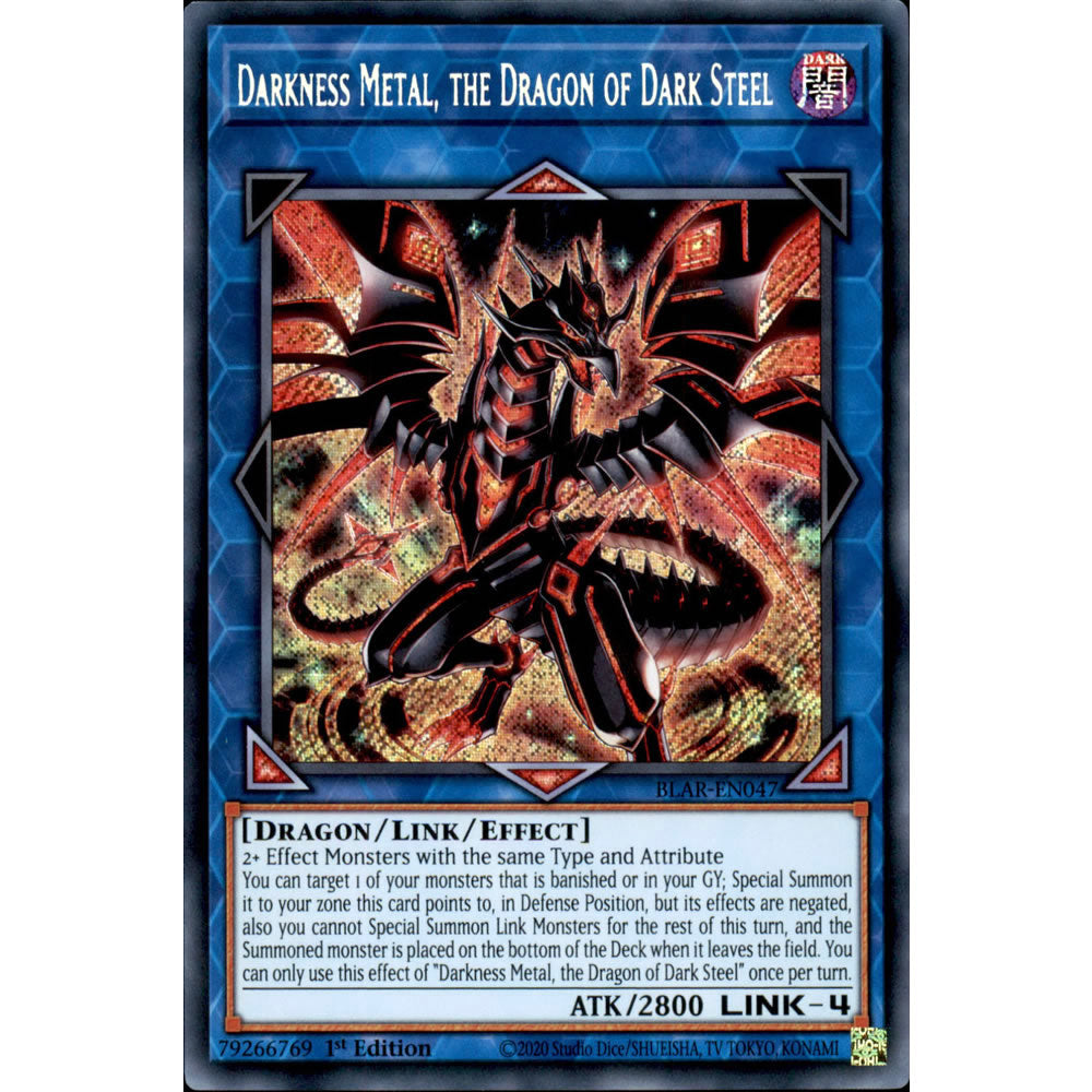 Darkness Metal, the Dragon of Dark Steel BLAR-EN047 Yu-Gi-Oh! Card from the Battles of Legend: Armageddon Set