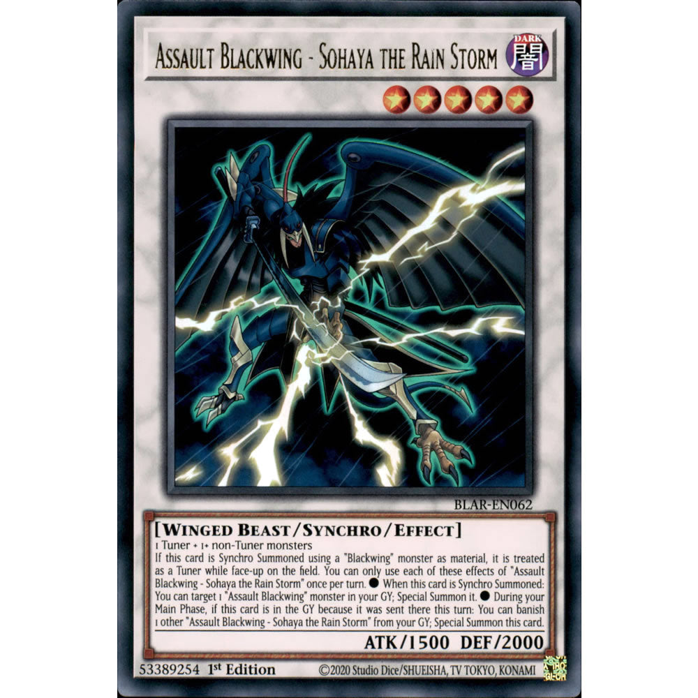 Assault Blackwing - Sohaya the Rain Storm BLAR-EN062 Yu-Gi-Oh! Card from the Battles of Legend: Armageddon Set