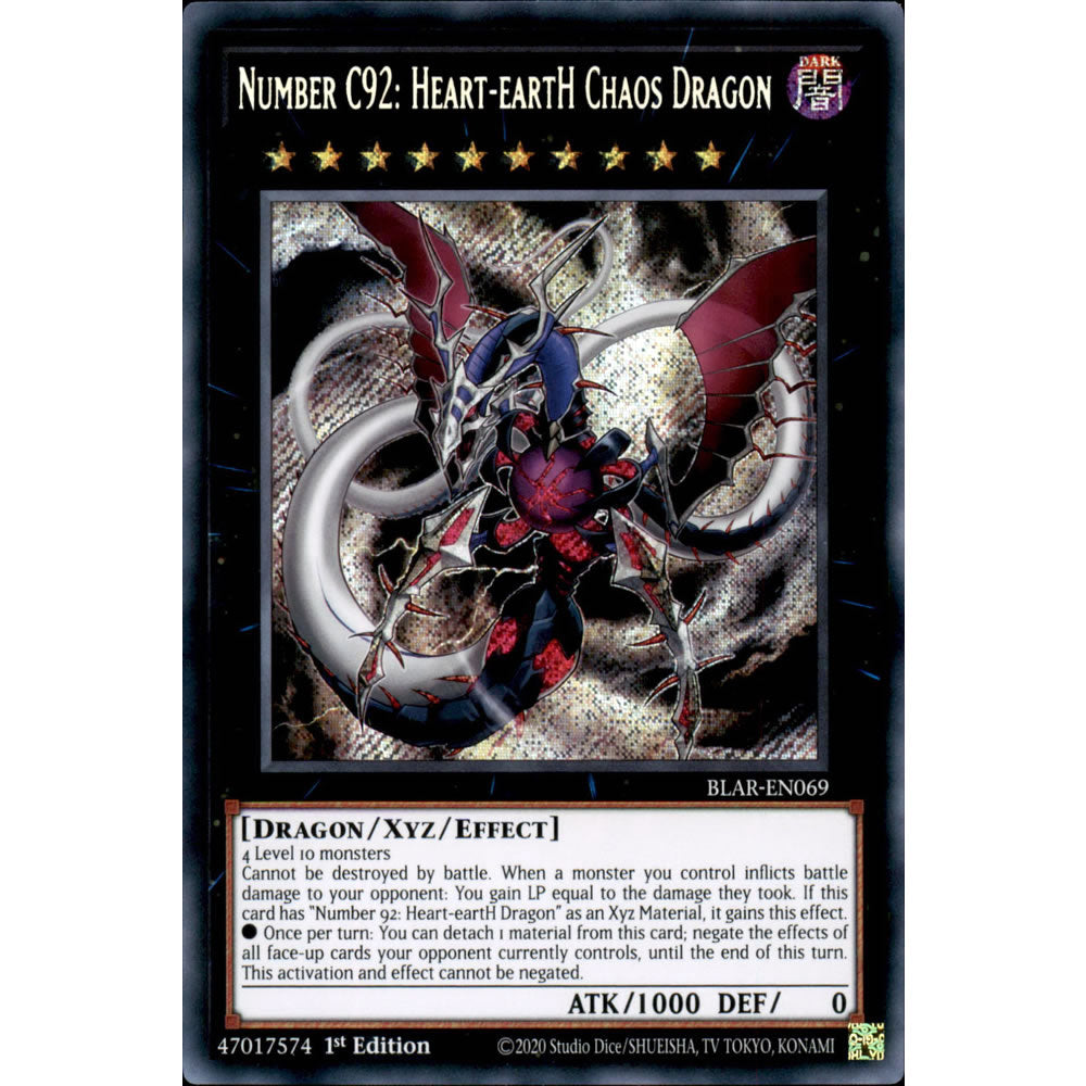 Number C92: Heart-eartH Chaos Dragon BLAR-EN069 Yu-Gi-Oh! Card from the Battles of Legend: Armageddon Set