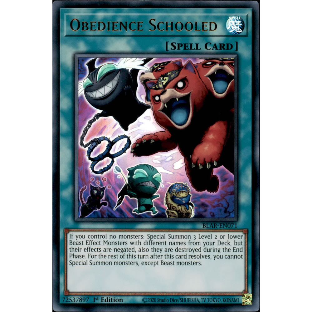 Obedience Schooled BLAR-EN071 Yu-Gi-Oh! Card from the Battles of Legend: Armageddon Set