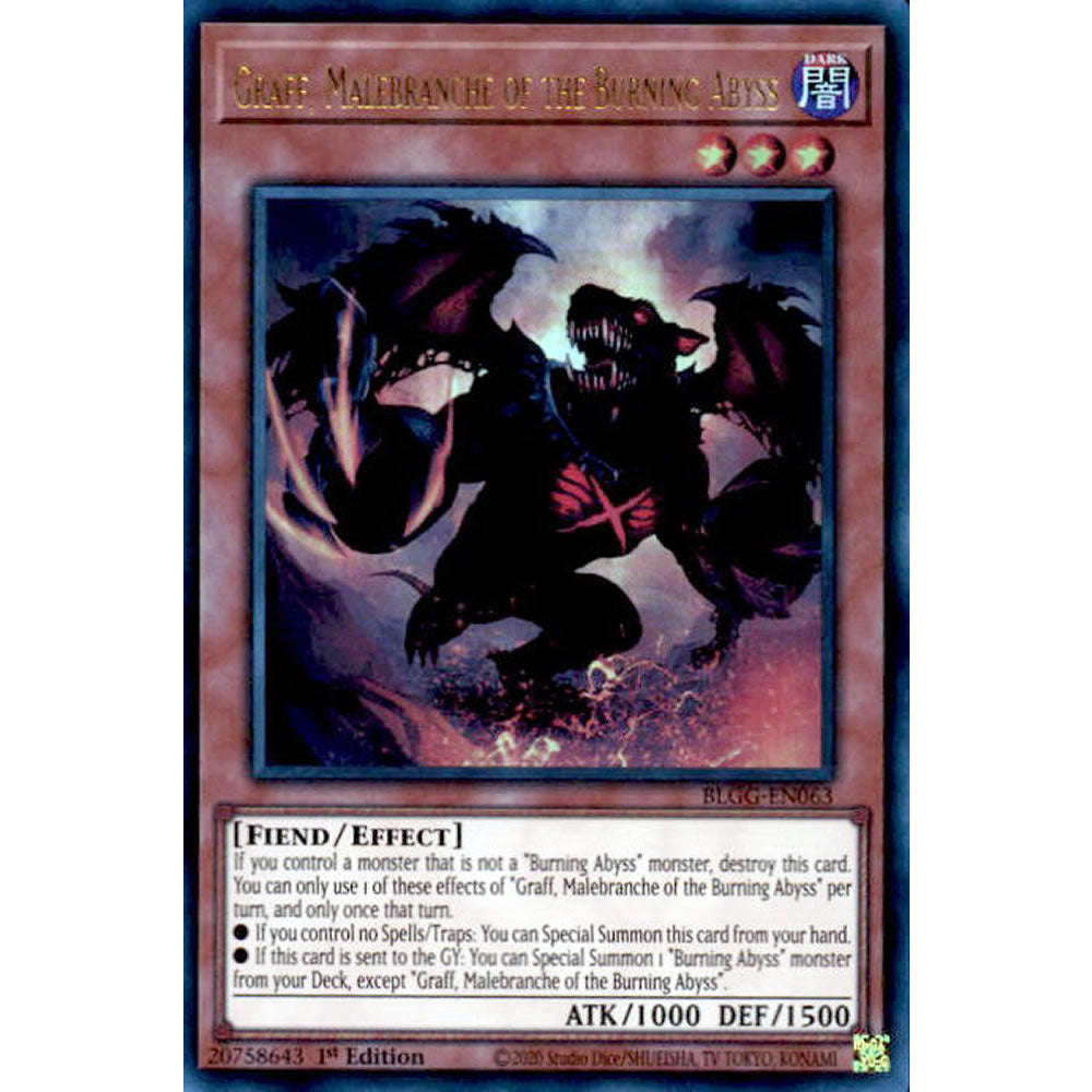 Graff, Malebranche of the Burning Abyss BLGG-EN063 Yu-Gi-Oh! Card from the Battles of Legend: Glorious Gallery Set