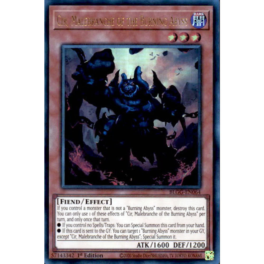 Cir, Malebranche of the Burning Abyss BLGG-EN064 Yu-Gi-Oh! Card from the Battles of Legend: Glorious Gallery Set
