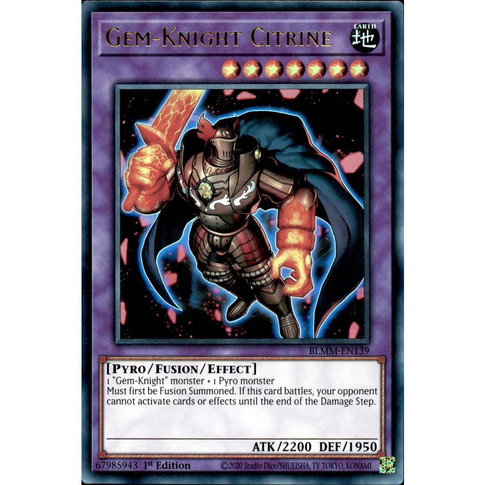 Gem-Knight Citrine BLMM-EN139 Yu-Gi-Oh! Card from the Battles of Legend: Monster Mayhem Set