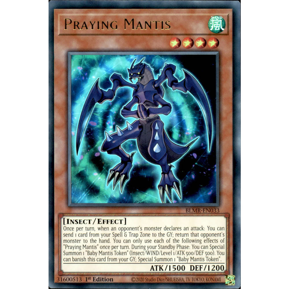 Praying Mantis BLMR-EN033 Yu-Gi-Oh! Card from the Battles of Legend: Monstrous Revenge Set