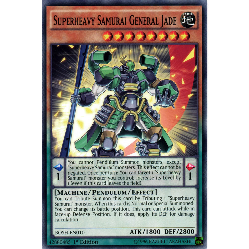 Superheavy Samurai General Jade BOSH-EN010 Yu-Gi-Oh! Card from the Breakers of Shadow Set