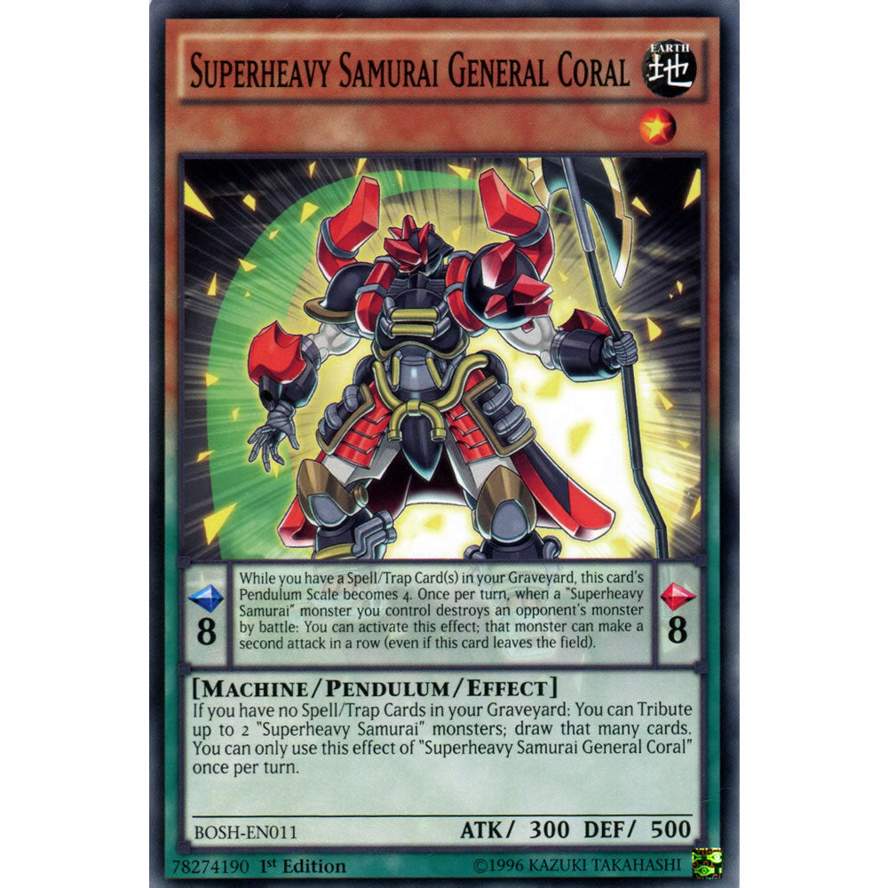 Superheavy Samurai General Coral BOSH-EN011 Yu-Gi-Oh! Card from the Breakers of Shadow Set