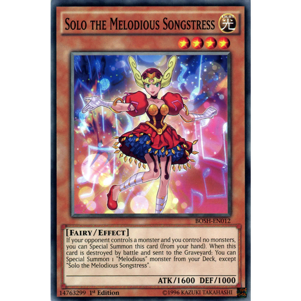 Solo the Melodious Songstress BOSH-EN012 Yu-Gi-Oh! Card from the Breakers of Shadow Set