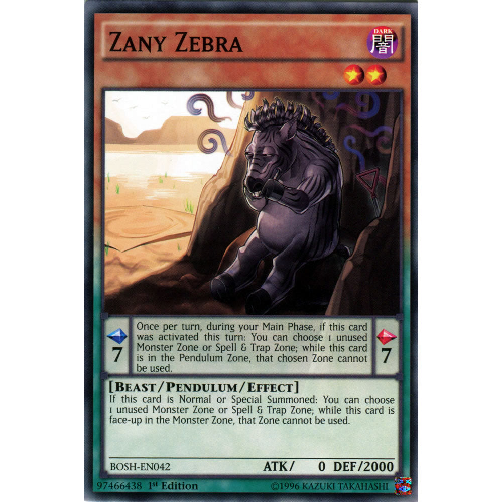 Zany Zebra BOSH-EN042 Yu-Gi-Oh! Card from the Breakers of Shadow Set