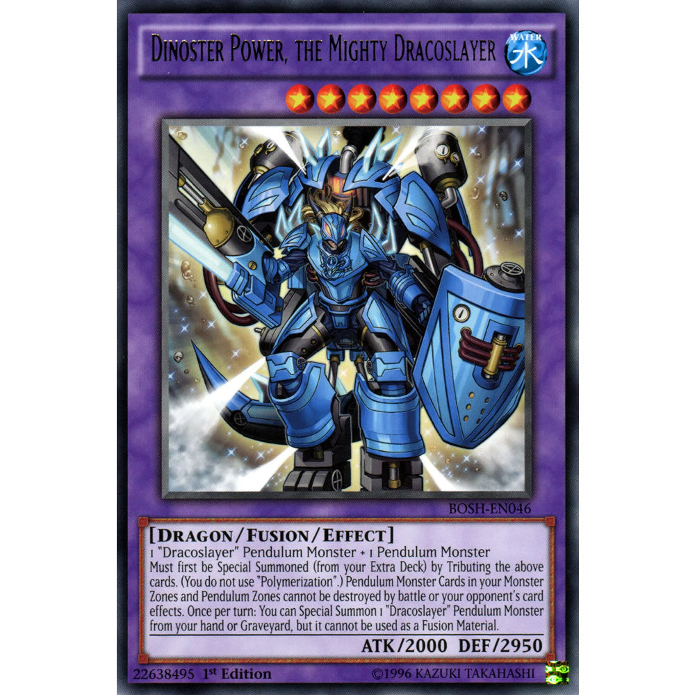 Dinoster Power, the Mighty Dracoslayer BOSH-EN046 Yu-Gi-Oh! Card from the Breakers of Shadow Set