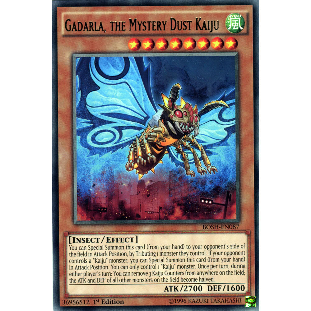 Gadarla, the Mystery Dust Kaiju BOSH-EN087 Yu-Gi-Oh! Card from the Breakers of Shadow Set