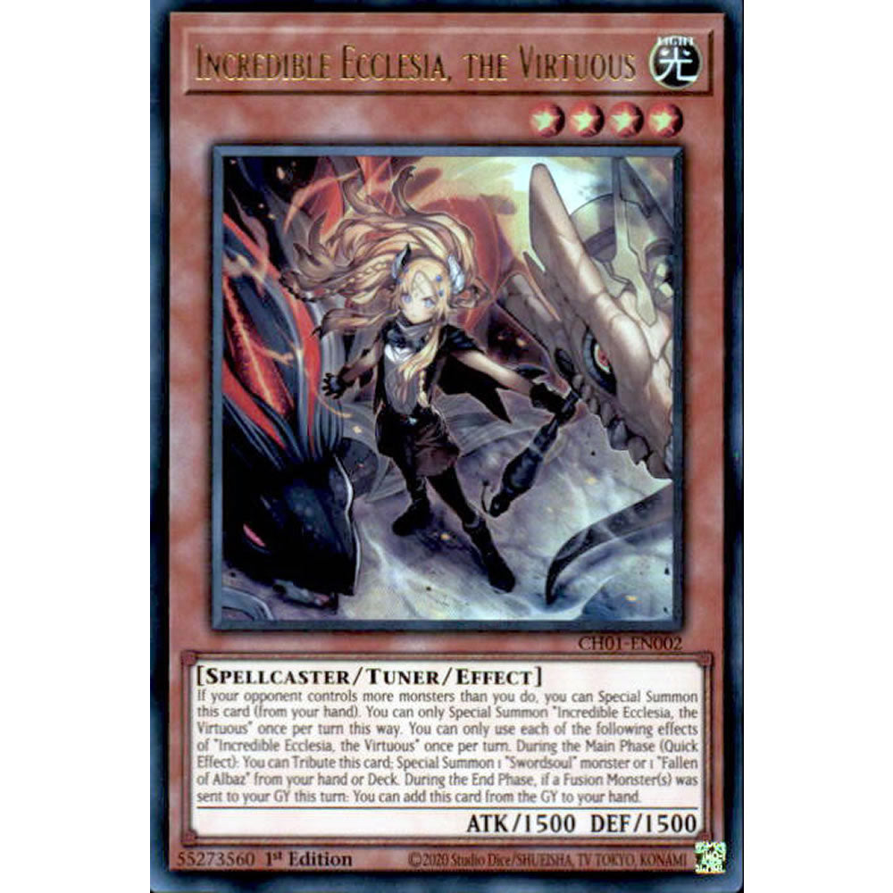 Incredible Ecclesia, the Virtuous CH01-EN002 Yu-Gi-Oh! Card from the THE CHRONICLES DECK: The Fallen & The Virtuous Set