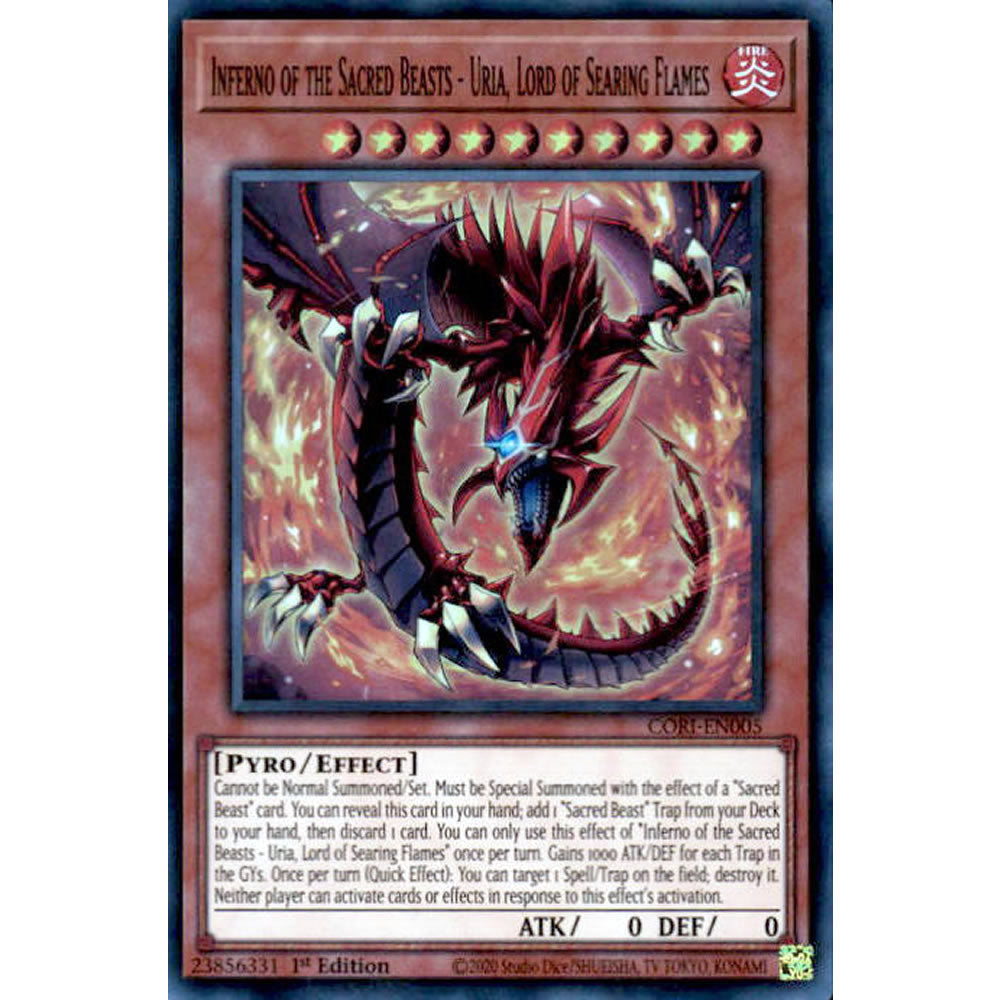 Inferno of the Sacred Beasts - Uria, Lord of Searing Flames CORI-EN005 Yu-Gi-Oh! Card from the Chaos Origins Set