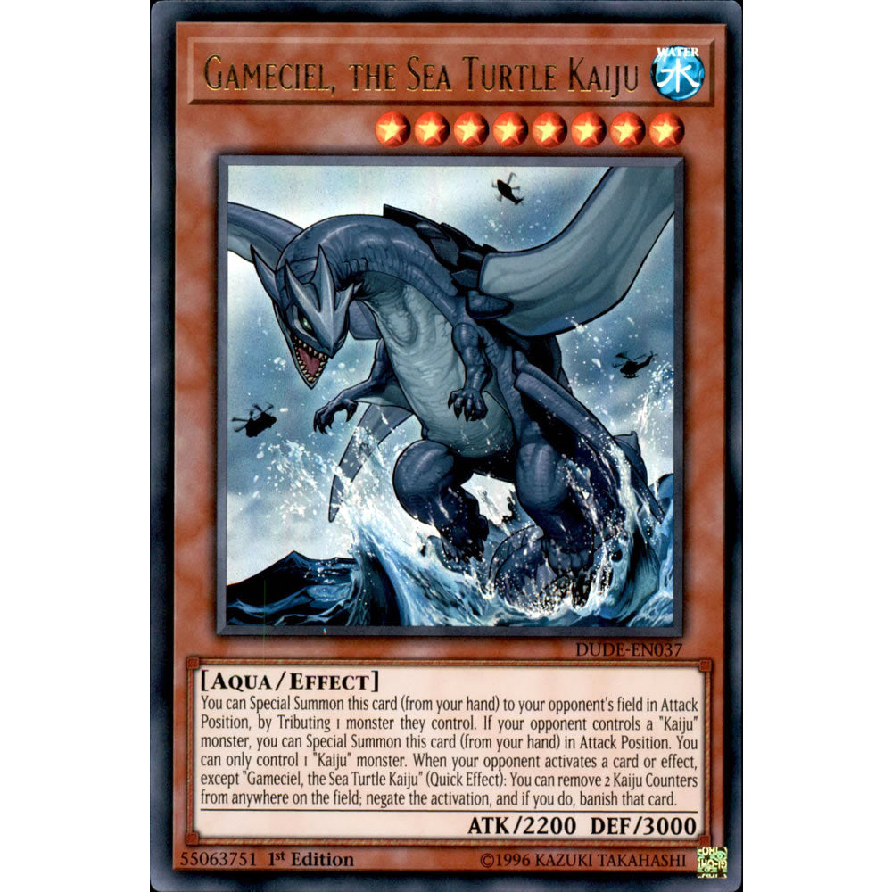 Gameciel, the Sea Turtle Kaiju DUDE-EN037 Yu-Gi-Oh! Card from the Duel Devastator Set