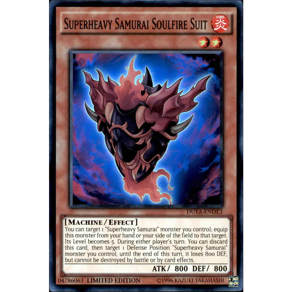 Superheavy Samurai Soulfire Suit DUEA-ENDE3 Yu-Gi-Oh! Card from the Duelist Alliance: Deluxe Edition Set