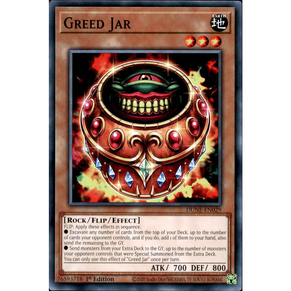 Greed Jar DUNE-EN029 Yu-Gi-Oh! Card from the Duelist Nexus Set