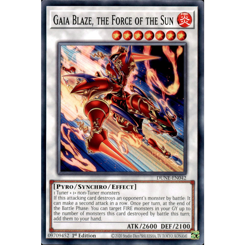 Gaia Blaze, the Force of the Sun DUNE-EN042 Yu-Gi-Oh! Card from the Duelist Nexus Set