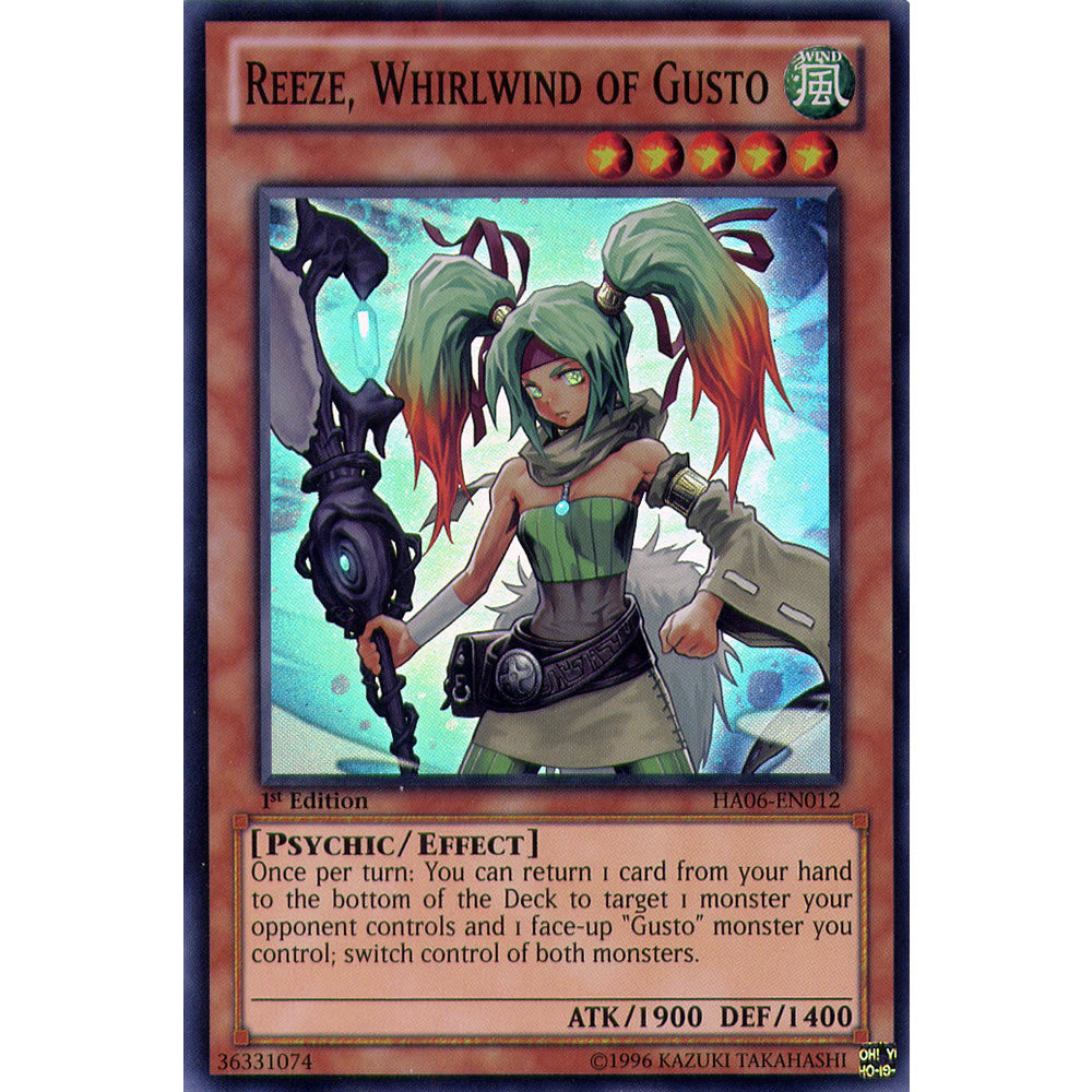 Reeze, Whirlwind of Gusto HA06-EN012 Yu-Gi-Oh! Card from the Hidden Arsenal 6: Omega Xyz Set