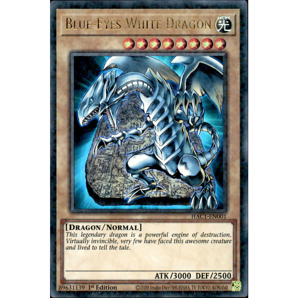 Blue-Eyes White Dragon HAC1-EN001 Yu-Gi-Oh! Card from the Hidden Arsenal: Chapter 1 Set