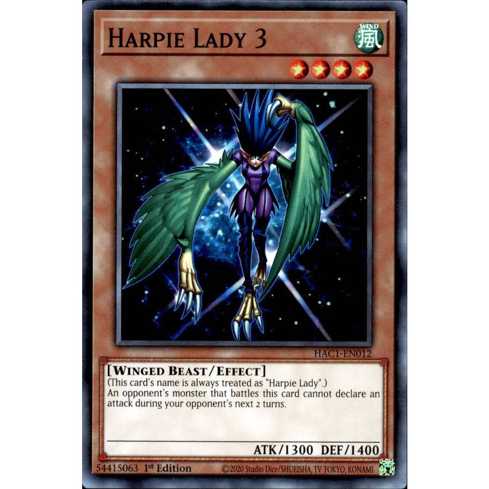Harpie Lady 3 HAC1-EN012 Yu-Gi-Oh! Card from the Hidden Arsenal: Chapter 1 Set