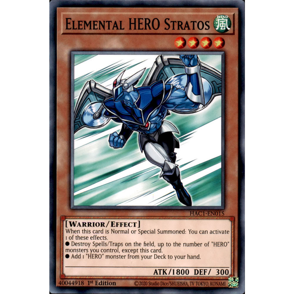 Elemental HERO Stratos HAC1-EN015 Yu-Gi-Oh! Card from the Hidden Arsenal: Chapter 1 Set