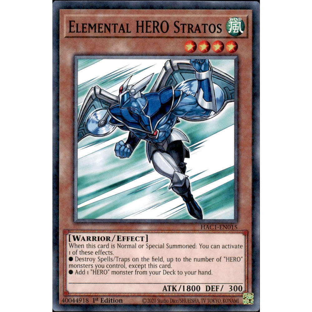 Elemental HERO Stratos HAC1-EN015 Yu-Gi-Oh! Card from the Hidden Arsenal: Chapter 1 Set