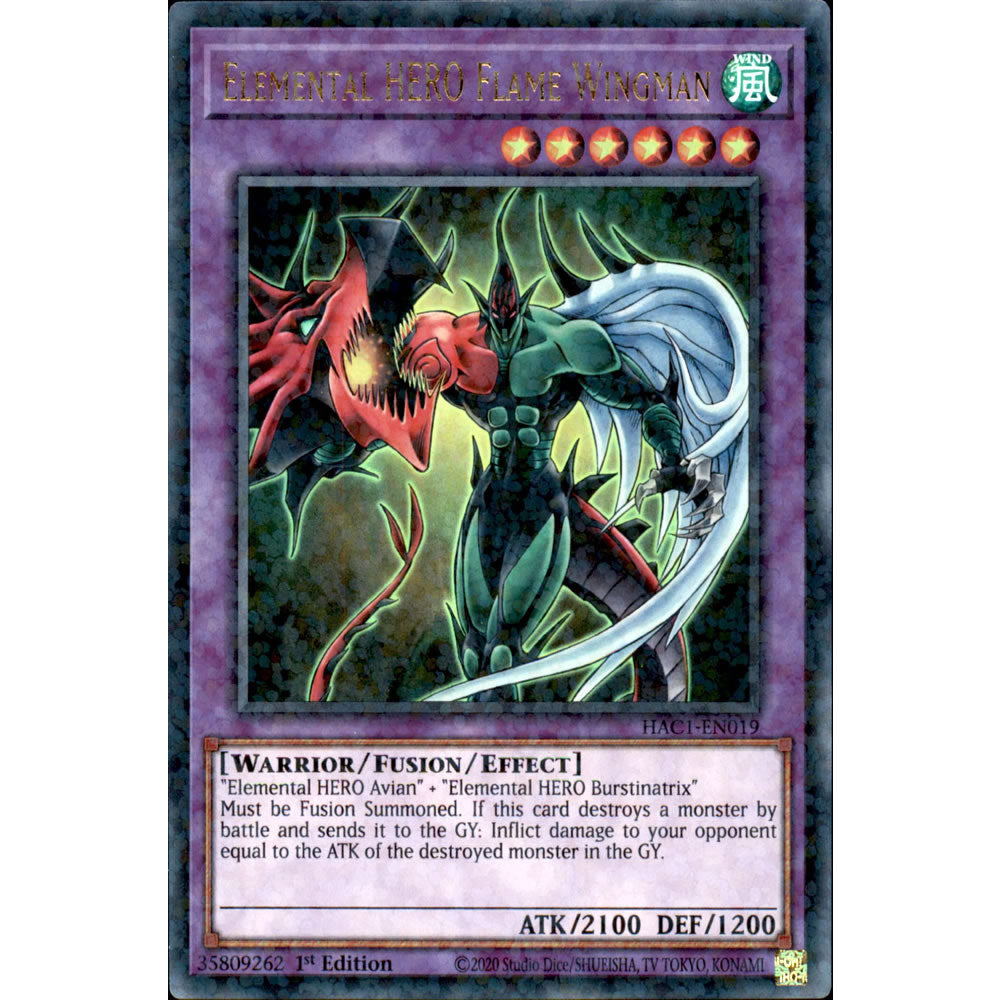 Elemental HERO Flame Wingman HAC1-EN019 Yu-Gi-Oh! Card from the Hidden Arsenal: Chapter 1 Set