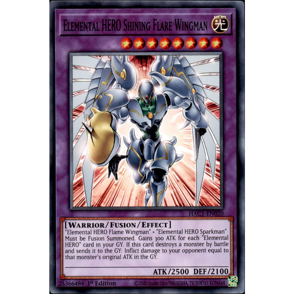Elemental HERO Shining Flare Wingman HAC1-EN020 Yu-Gi-Oh! Card from the Hidden Arsenal: Chapter 1 Set