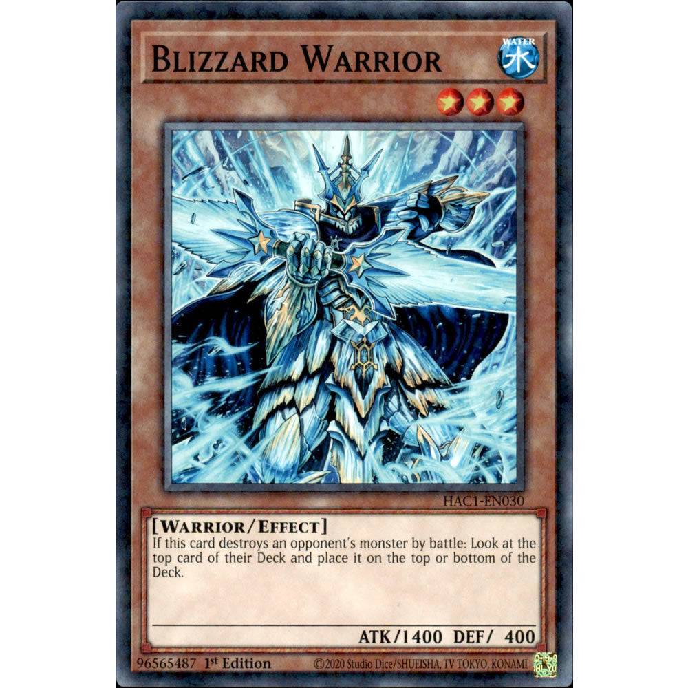 Blizzard Warrior HAC1-EN030 Yu-Gi-Oh! Card from the Hidden Arsenal: Chapter 1 Set