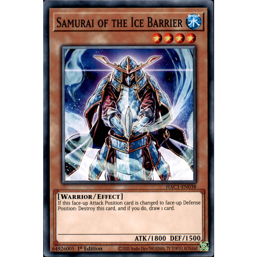 Samurai of the Ice Barrier HAC1-EN038 Yu-Gi-Oh! Card from the Hidden Arsenal: Chapter 1 Set