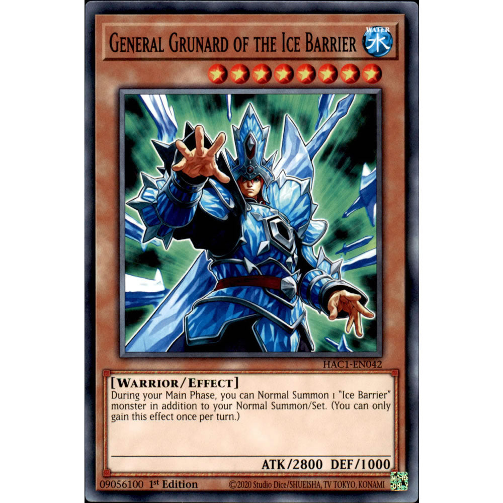 General Grunard of the Ice Barrier HAC1-EN042 Yu-Gi-Oh! Card from the Hidden Arsenal: Chapter 1 Set