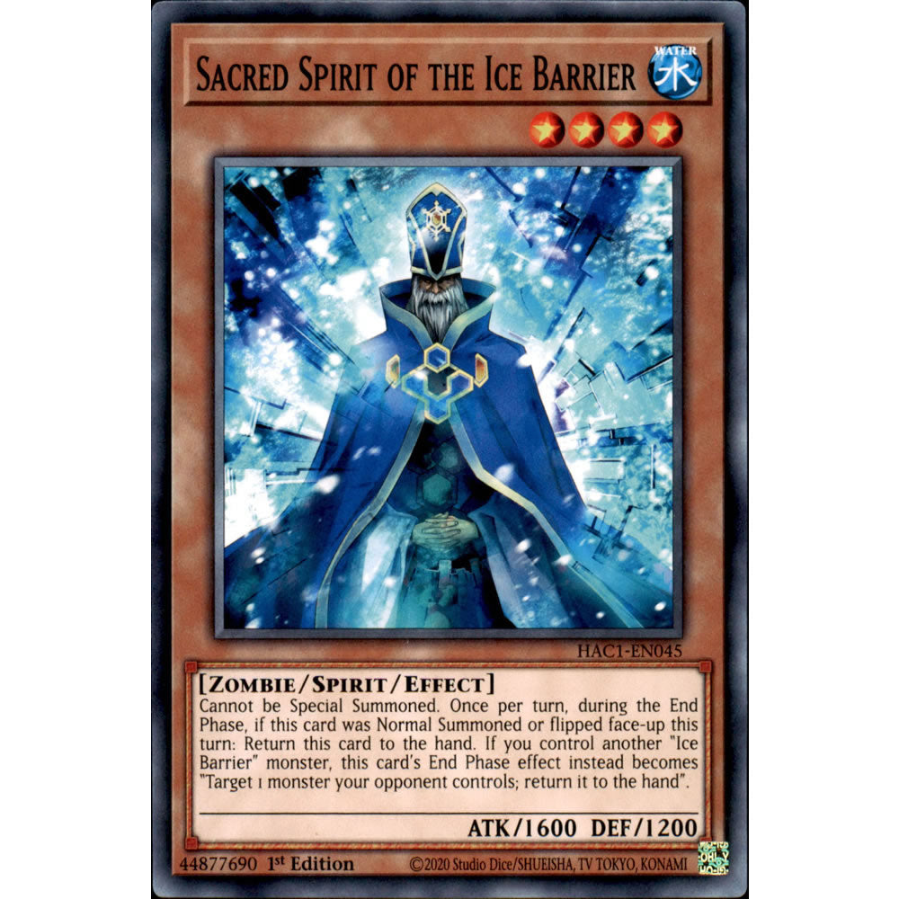 Sacred Spirit of the Ice Barrier HAC1-EN045 Yu-Gi-Oh! Card from the Hidden Arsenal: Chapter 1 Set