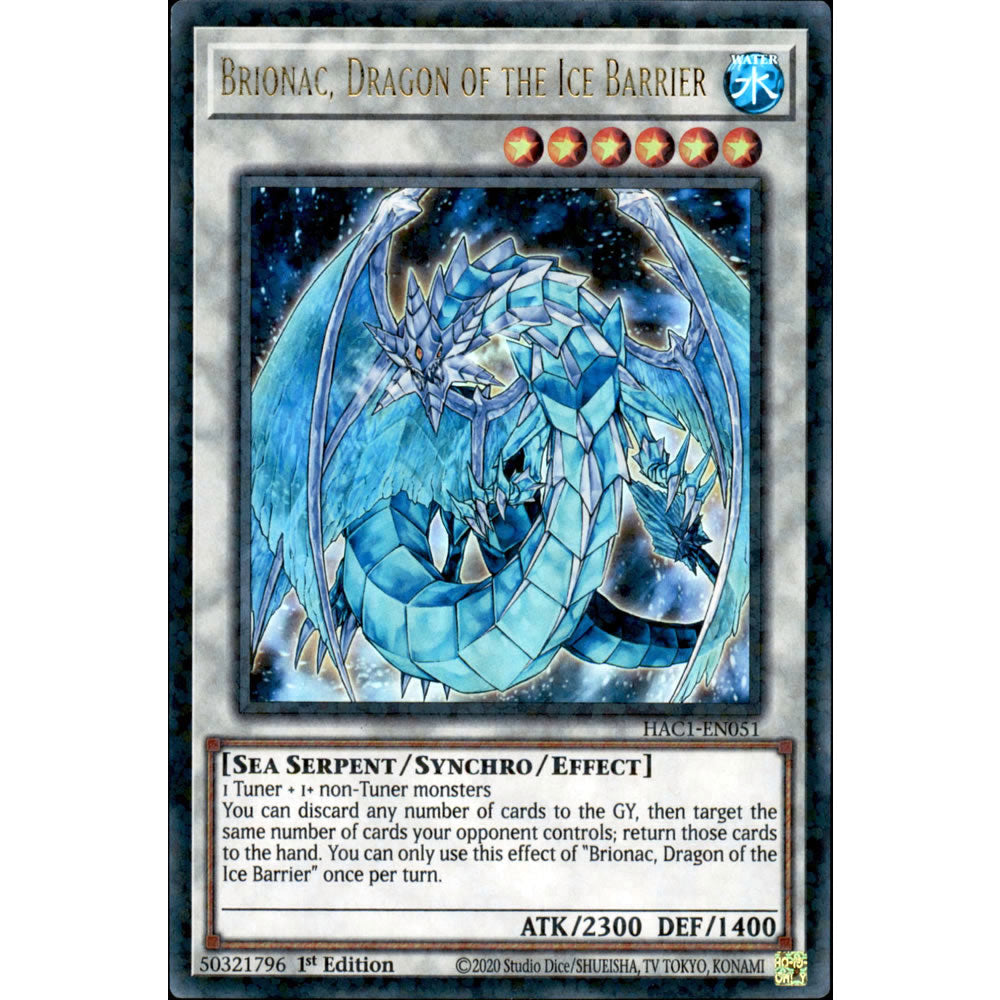 Brionac, Dragon of the Ice Barrier HAC1-EN051 Yu-Gi-Oh! Card from the Hidden Arsenal: Chapter 1 Set