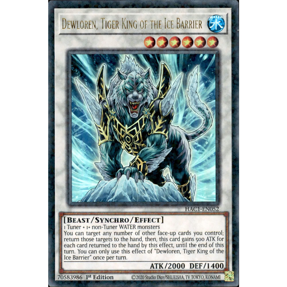 Dewloren, Tiger King of the Ice Barrier HAC1-EN052 Yu-Gi-Oh! Card from the Hidden Arsenal: Chapter 1 Set
