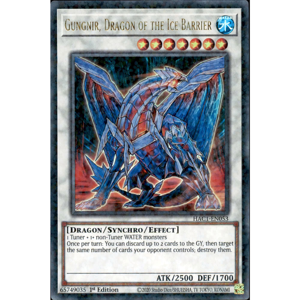 Gungnir, Dragon of the Ice Barrier HAC1-EN053 Yu-Gi-Oh! Card from the Hidden Arsenal: Chapter 1 Set