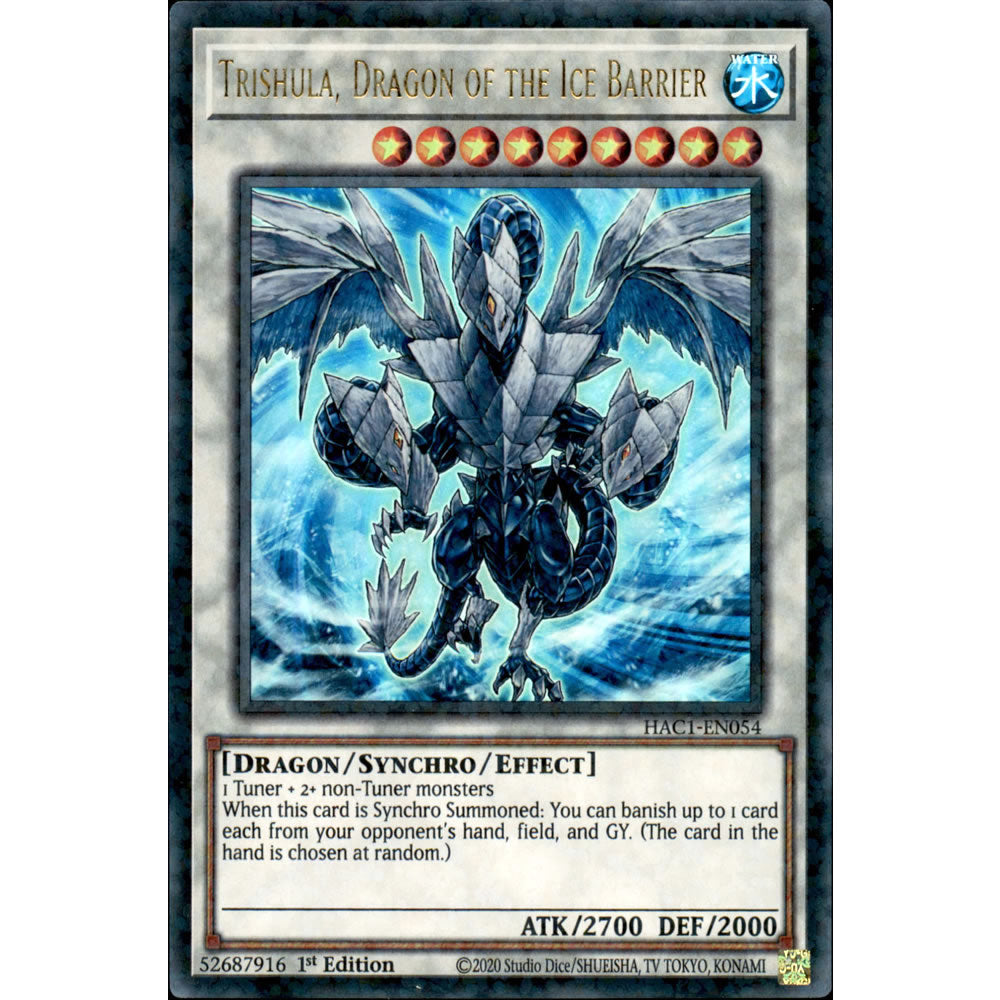 Trishula, Dragon of the Ice Barrier HAC1-EN054 Yu-Gi-Oh! Card from the Hidden Arsenal: Chapter 1 Set