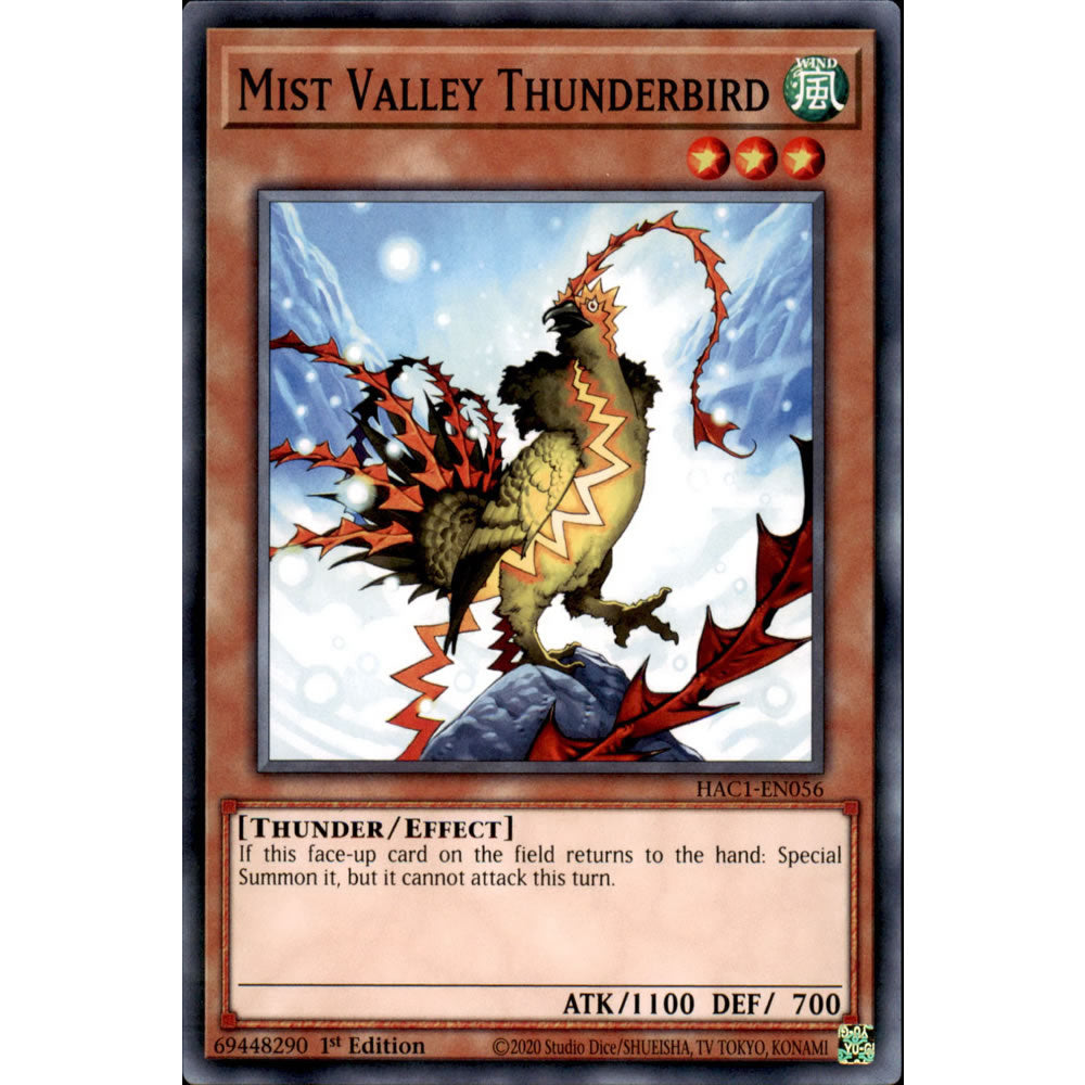 Mist Valley Thunderbird HAC1-EN056 Yu-Gi-Oh! Card from the Hidden Arsenal: Chapter 1 Set