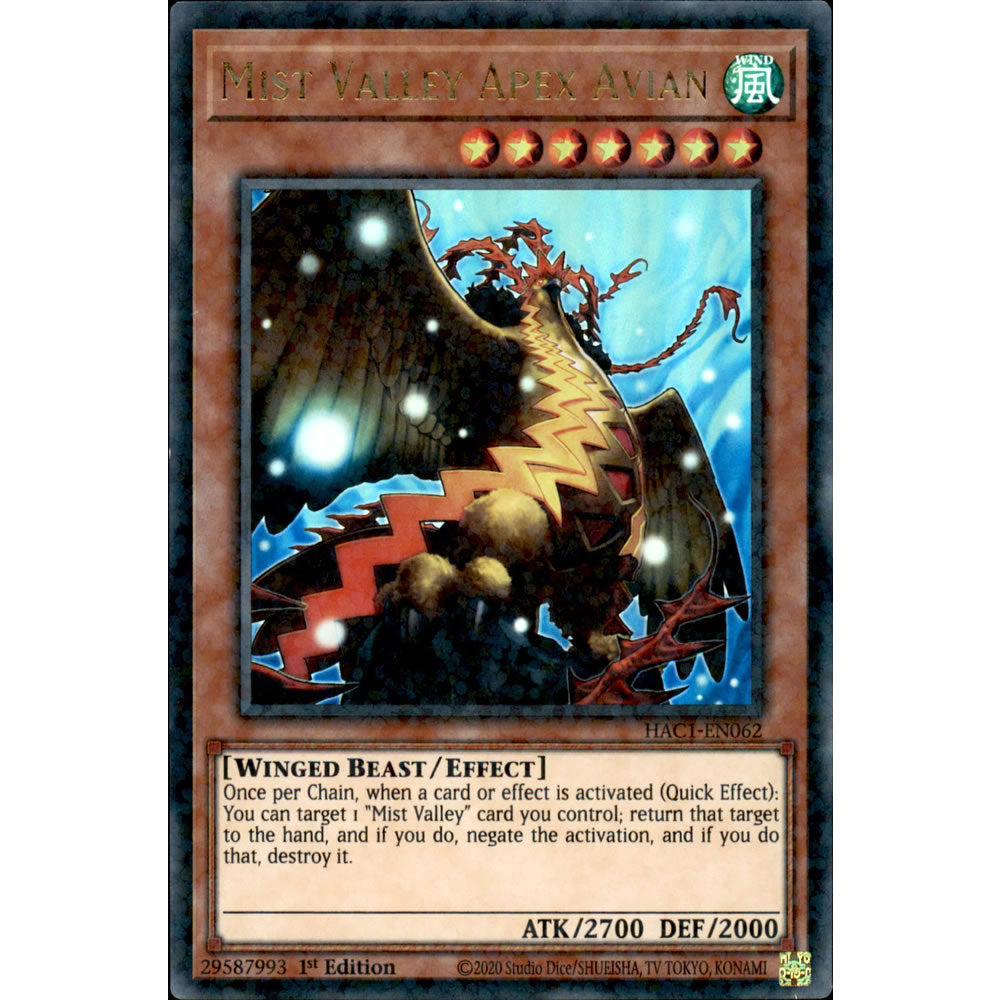 Mist Valley Apex Avian HAC1-EN062 Yu-Gi-Oh! Card from the Hidden Arsenal: Chapter 1 Set