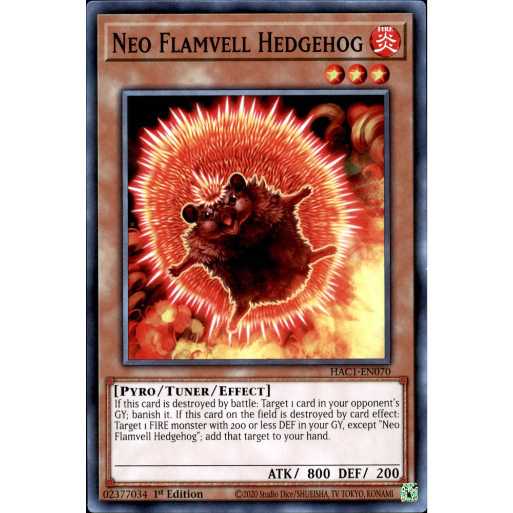 Neo Flamvell Hedgehog HAC1-EN070 Yu-Gi-Oh! Card from the Hidden Arsenal: Chapter 1 Set