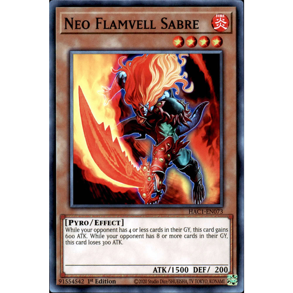 Neo Flamvell Sabre HAC1-EN073 Yu-Gi-Oh! Card from the Hidden Arsenal: Chapter 1 Set